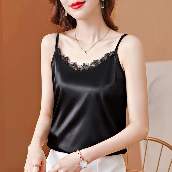 women's tanks & camis lace camisole design sense niche suits, satin sleeveless bottoming shirts, White
women's tanks & camis lace camisole design sense niche suits, satin sleeveless bottoming shirts, White