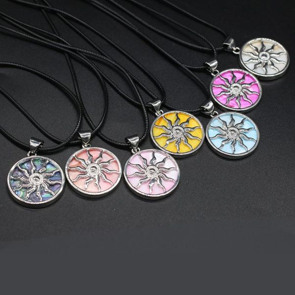 chains natural shell pendant necklace round colorful dyed abalone alloy charms long wax thread for ms jewelry gift 33x38mm, Silver
chains natural shell pendant necklace round colorful dyed abalone alloy charms long wax thread for ms jewelry gift 33x38mm, Silver