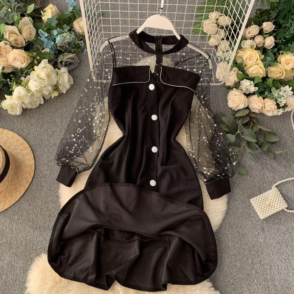 casual dresses 2021 woman elegant autumn spring black dress solid women mesh long sleeve front buttons retro a-line robe knit, Black;gray
casual dresses 2021 woman elegant autumn spring black dress solid women mesh long sleeve front buttons retro a-line robe knit, Black;gray