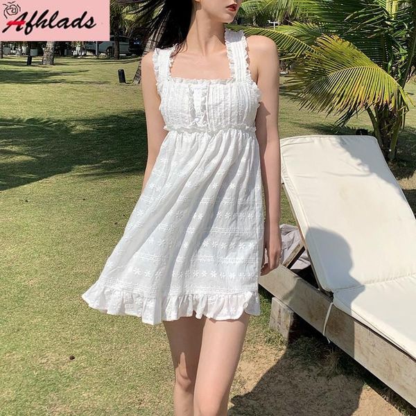 casual dresses spaghetti strap high waist ruffles pleated white women's clothing 2021 summer sleeveless backless fashion holiday dress, Black;gray
casual dresses spaghetti strap high waist ruffles pleated white women's clothing 2021 summer sleeveless backless fashion holiday dress, Black;gray