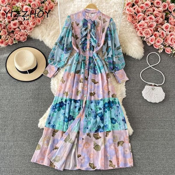 casual dresses yizzhoy summer floral print single breasted chiffon women elegant a line stand collar button full lady dress, Black;gray
casual dresses yizzhoy summer floral print single breasted chiffon women elegant a line stand collar button full lady dress, Black;gray