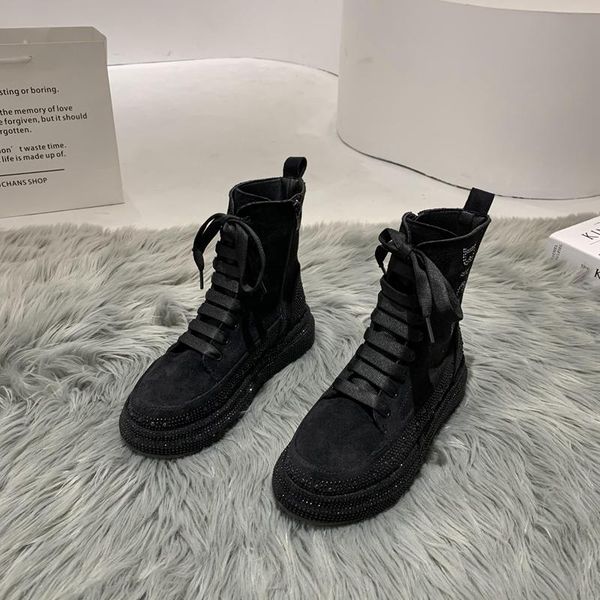 boots black female winter microfiber upper round toe lace-up platform thick bling chunky sole side zipper plush women
boots black female winter microfiber upper round toe lace-up platform thick bling chunky sole side zipper plush women