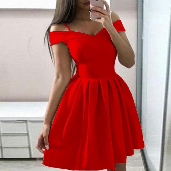 casual dresses elegant slash neck strap princess dress women off shoulder backless party lady solid a-line mini vestido, Black;gray
casual dresses elegant slash neck strap princess dress women off shoulder backless party lady solid a-line mini vestido, Black;gray
