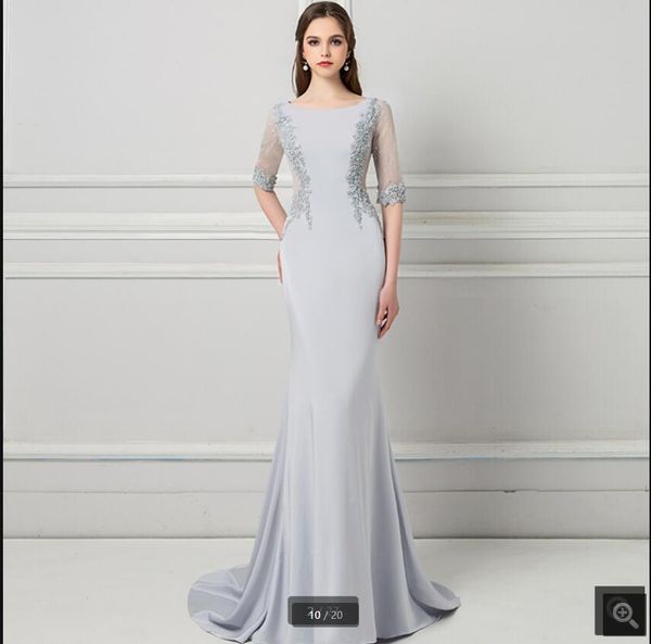 2021 robe de soiree silver lace satin mermaid evening dresses appliuqes half sleeve beaded sequins elegant prom dress red carpet formal part, Black;red
2021 robe de soiree silver lace satin mermaid evening dresses appliuqes half sleeve beaded sequins elegant prom dress red carpet formal part, Black;red
