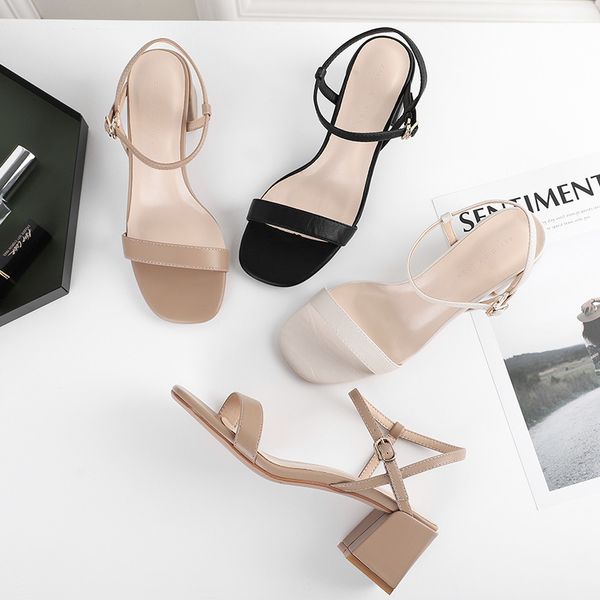 women sandals summer shoes woman 6cm square hight heels pu leather solid narrow band ankle straps elegant slippers 210520, Black
women sandals summer shoes woman 6cm square hight heels pu leather solid narrow band ankle straps elegant slippers 210520, Black