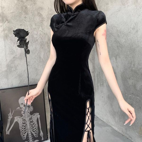 gothic sheath black cheongsam dress elegant stand neck empire ladies frocks for women casual sleeveless mid-calf bandage dresses, Black;gray
gothic sheath black cheongsam dress elegant stand neck empire ladies frocks for women casual sleeveless mid-calf bandage dresses, Black;gray