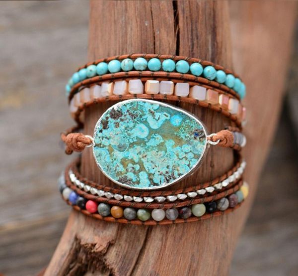 est 5x leather wrap beaded bracelet huge oceanstone bracelet, boho chic jewelry, bohemian valentine's gift jewelry link, chain, Black
est 5x leather wrap beaded bracelet huge oceanstone bracelet, boho chic jewelry, bohemian valentine's gift jewelry link, chain, Black