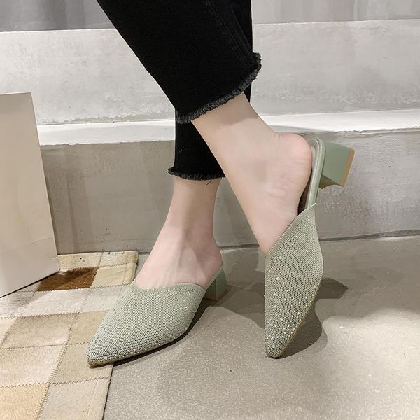 slippers luxurious rhinestone mules shoes women pointed toe square heel summer fashion closed 2021, Black
slippers luxurious rhinestone mules shoes women pointed toe square heel summer fashion closed 2021, Black