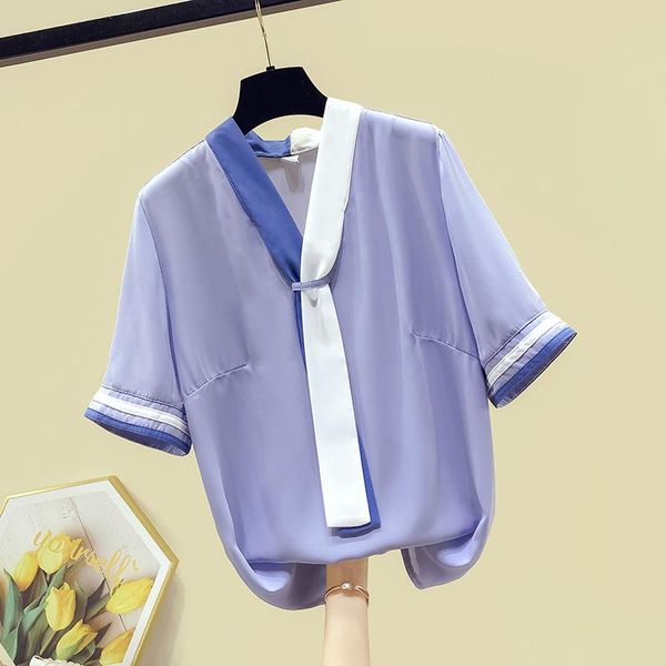 women's blouses & shirts 2021 elegant short sleeves two-tone tie chiffon shirt office ladies female blouse a3488, White
women's blouses & shirts 2021 elegant short sleeves two-tone tie chiffon shirt office ladies female blouse a3488, White