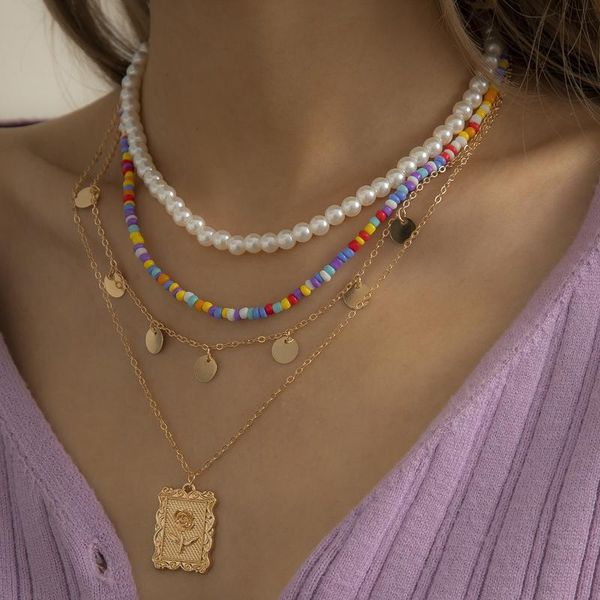 chokers 1pc light luxury pearl choker multi-layer colorful bead necklace embossed pendant jewelry for women, Golden;silver
chokers 1pc light luxury pearl choker multi-layer colorful bead necklace embossed pendant jewelry for women, Golden;silver
