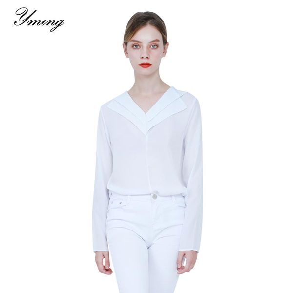 women's blouses & shirts yming solid long sleeve shirt loose chiffon women v neck office casual lady blouse large size 3xl, White
women's blouses & shirts yming solid long sleeve shirt loose chiffon women v neck office casual lady blouse large size 3xl, White
