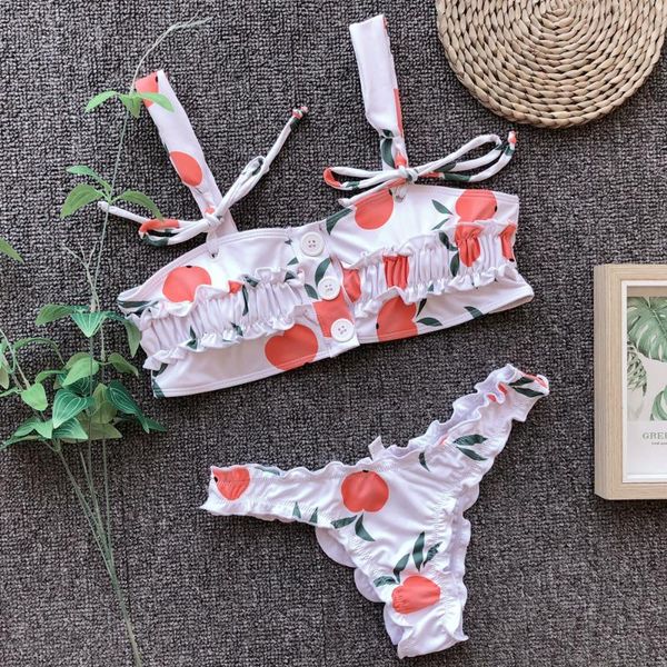women's swimwear print ruffle bikini spaghetti strap women button up swimsuit push bathing suits biquini maillot de bain, White;black
women's swimwear print ruffle bikini spaghetti strap women button up swimsuit push bathing suits biquini maillot de bain, White;black