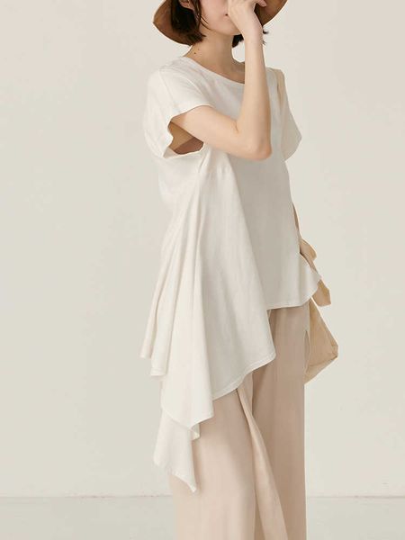 vanovich korean women irregular hem t-shirt summer loose big size o neck ruffles white tshirt 210615
vanovich korean women irregular hem t-shirt summer loose big size o neck ruffles white tshirt 210615
