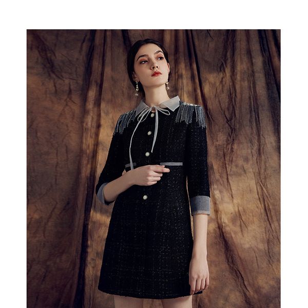 casual dresses brand of women three-quarters es tweed spring fall fashion black to-line b501, Black;gray
casual dresses brand of women three-quarters es tweed spring fall fashion black to-line b501, Black;gray