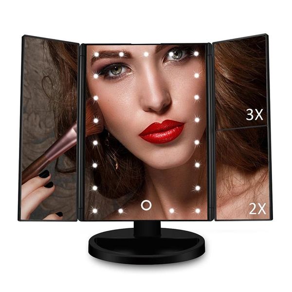 mirrors makeup mirror tableusb three-fold smart touch beauty 22 led light 
mirrors makeup mirror tableusb three-fold smart touch beauty 22 led light