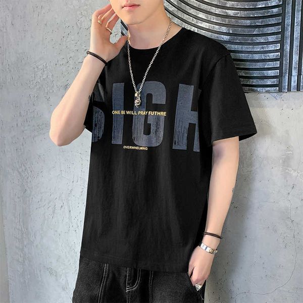sleeve t-shirt short men's 2021 summer cotton loose trend half solid color t-shirt casual bottom coat, White;black
sleeve t-shirt short men's 2021 summer cotton loose trend half solid color t-shirt casual bottom coat, White;black