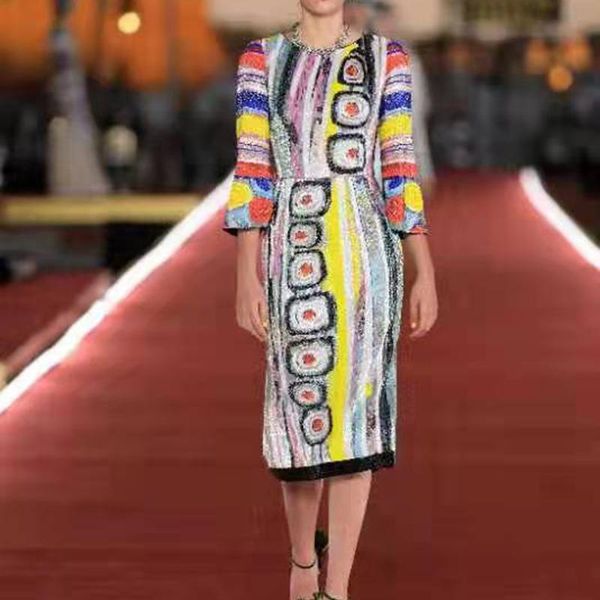 casual dresses 2021 autumn fashion designer sicily dress women runway o-neck color matching sequins elegant velvet, Black;gray
casual dresses 2021 autumn fashion designer sicily dress women runway o-neck color matching sequins elegant velvet, Black;gray