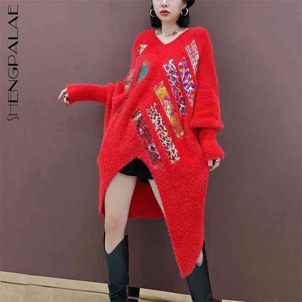shengpllae personality contrast color dress women's spring v-neck large size long sleeve hem irregualr knitted dresses 210427, Black;gray
shengpllae personality contrast color dress women's spring v-neck large size long sleeve hem irregualr knitted dresses 210427, Black;gray