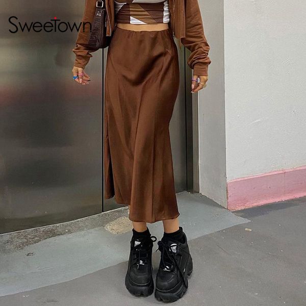 sweetown brown aesthetic pencil skirt woman vintage lace hem korean y2k e girl satin clothes streetwear midi skirts summer, Black;white
sweetown brown aesthetic pencil skirt woman vintage lace hem korean y2k e girl satin clothes streetwear midi skirts summer, Black;white