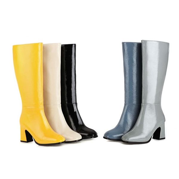 size 32-43 women high heel boots patent leather thick heel women knee high boots fashion cool winter shoes women, Black
size 32-43 women high heel boots patent leather thick heel women knee high boots fashion cool winter shoes women, Black