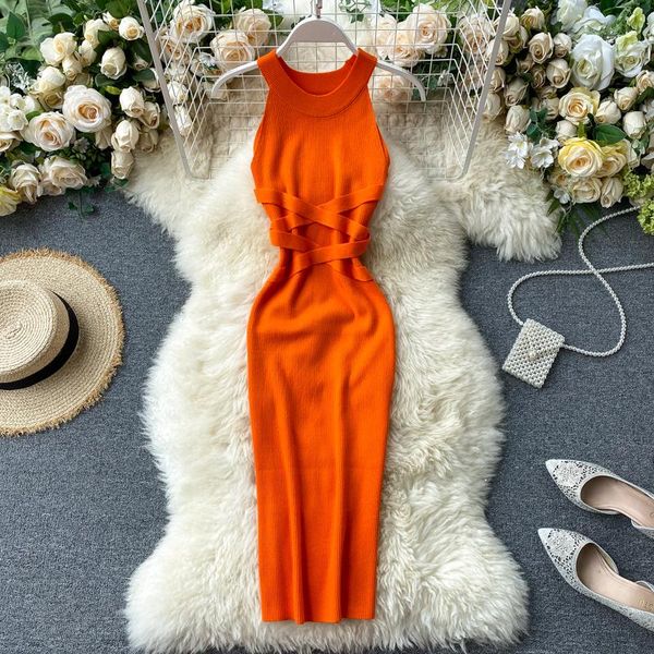summer women's dress europea style hanging neck strapless cross bandage white solid color waist knitted dresses gx080 casual, Black;gray
summer women's dress europea style hanging neck strapless cross bandage white solid color waist knitted dresses gx080 casual, Black;gray