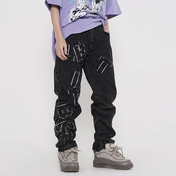 street letter embroidery high frayed fringe jeans mens washed oversize casual denim trousers straight loose baggy jean pants, Black;brown
street letter embroidery high frayed fringe jeans mens washed oversize casual denim trousers straight loose baggy jean pants, Black;brown