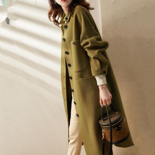 women's wool & blends autumn and winter women's coat simple temperament long solid artificial jacket elegant trench overcoat female, Black
women's wool & blends autumn and winter women's coat simple temperament long solid artificial jacket elegant trench overcoat female, Black