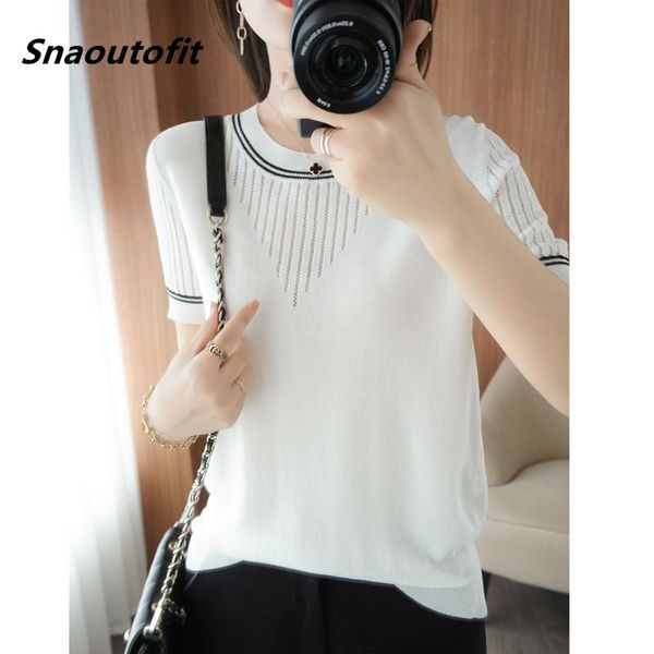 snaoutofit 21 summer women's cotton and linen t-shirt knitted round neck hollow half-sleeved loose wild bottoming special offer, White
snaoutofit 21 summer women's cotton and linen t-shirt knitted round neck hollow half-sleeved loose wild bottoming special offer, White