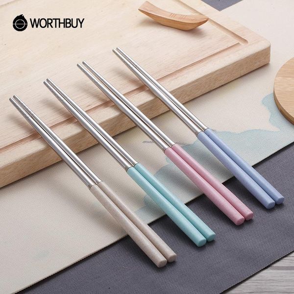 chopsticks worthbuy 4 pairs/set chinese chopstick reusable 304 stainless steel set with wheat straw handle sushi stick
chopsticks worthbuy 4 pairs/set chinese chopstick reusable 304 stainless steel set with wheat straw handle sushi stick
