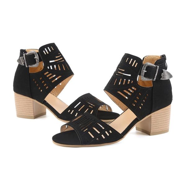 women's sandals large size beach buckle strap peep toe high heel solid shoes ladies fashion sandalias mujer 2021, Black
women's sandals large size beach buckle strap peep toe high heel solid shoes ladies fashion sandalias mujer 2021, Black