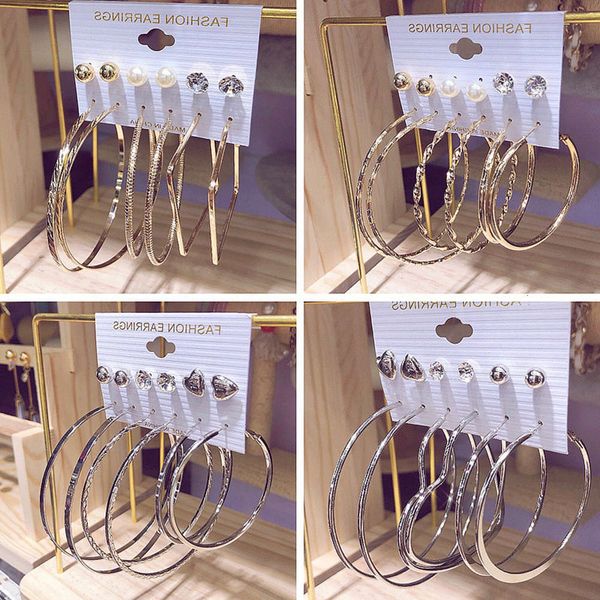 earrings exaggerated jewelry, fashionable versatile, 6 pairs of c-shaped big earrings and combination set, personalized earrings, Golden
earrings exaggerated jewelry, fashionable versatile, 6 pairs of c-shaped big earrings and combination set, personalized earrings, Golden