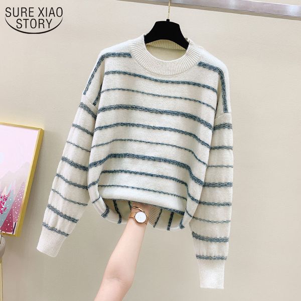 fashion long sleeve o-neck pullover winter clothes women korean style loose striped sweater straight lazy pull femme 11948 210508, White;black
fashion long sleeve o-neck pullover winter clothes women korean style loose striped sweater straight lazy pull femme 11948 210508, White;black