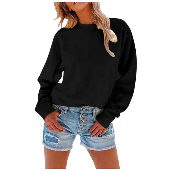 women's hoodies & sweatshirts solid color round neck long-sleeved pullover sweatshirt loose blouse women korean style streetwear, Black
women's hoodies & sweatshirts solid color round neck long-sleeved pullover sweatshirt loose blouse women korean style streetwear, Black