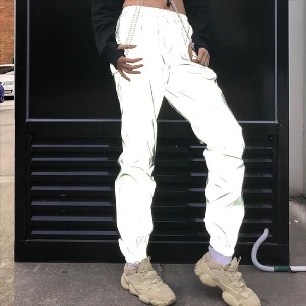 reflective joggers sweatpants gray women capri punk neon trousers korean winter, Black;white
reflective joggers sweatpants gray women capri punk neon trousers korean winter, Black;white