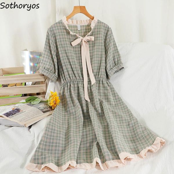casual dresses women short sleeve dress plaid ruffles high waist a-line summer all-match girls sweet lovely korean style elegant, Black;gray
casual dresses women short sleeve dress plaid ruffles high waist a-line summer all-match girls sweet lovely korean style elegant, Black;gray