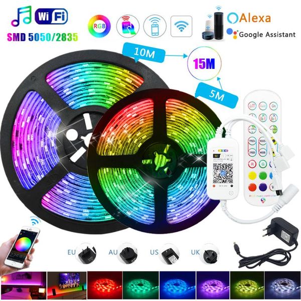 strips music wifi luces led strip light 5m 10m 15m smd 2835 flexible ribbon rgb tape diode + dc12v adapter remote
strips music wifi luces led strip light 5m 10m 15m smd 2835 flexible ribbon rgb tape diode + dc12v adapter remote