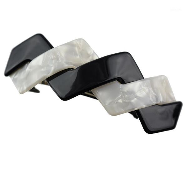 white+black waves automatic patchwork french france hair barrette clips for women lady girls1