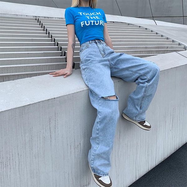 women's jeans xuxi high street vintage broken hole cowboy pants women waist thin loose trousers casual wide legs autumn 2021 fz2528, Blue
women's jeans xuxi high street vintage broken hole cowboy pants women waist thin loose trousers casual wide legs autumn 2021 fz2528, Blue