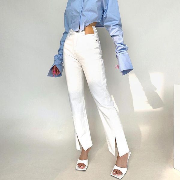 women's jeans womengaga street high waist slim straight casual punk pants split women denim trousers fashion us korean qfar, Blue
women's jeans womengaga street high waist slim straight casual punk pants split women denim trousers fashion us korean qfar, Blue