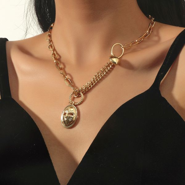 alloy neutral chain adjustable mask pendant necklace female minority design temperament cool wind clavicle chain, Silver
alloy neutral chain adjustable mask pendant necklace female minority design temperament cool wind clavicle chain, Silver