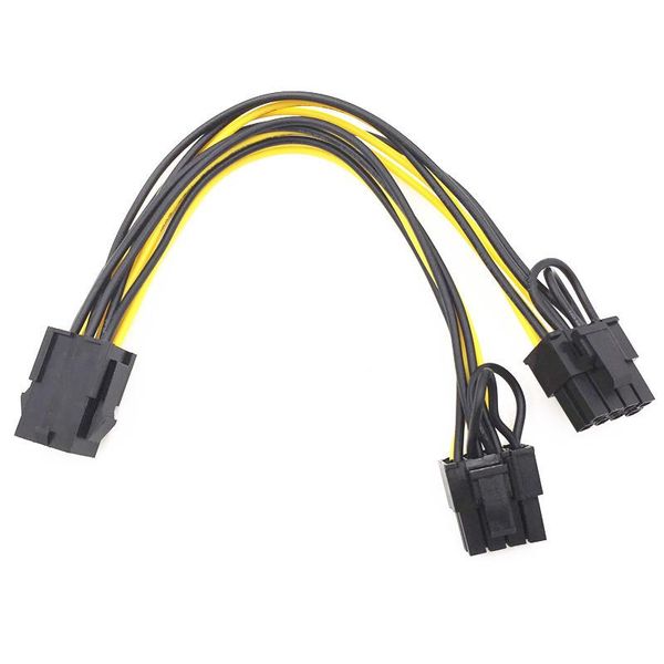 Image of 2021 PCI-E 6-pin to 2x 6+2-pin to 2 x PCIe 8 (6+2) pin Motherboard Graphics Video Card PCI-e GPU VGA Splitter Power Cable