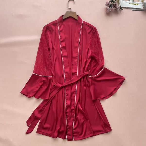 women's sleepwear bride bridesmaid wedding robe short satin nightgown intimate lingerie home clothing women flare sleeve nightwear, Black;red
women's sleepwear bride bridesmaid wedding robe short satin nightgown intimate lingerie home clothing women flare sleeve nightwear, Black;red