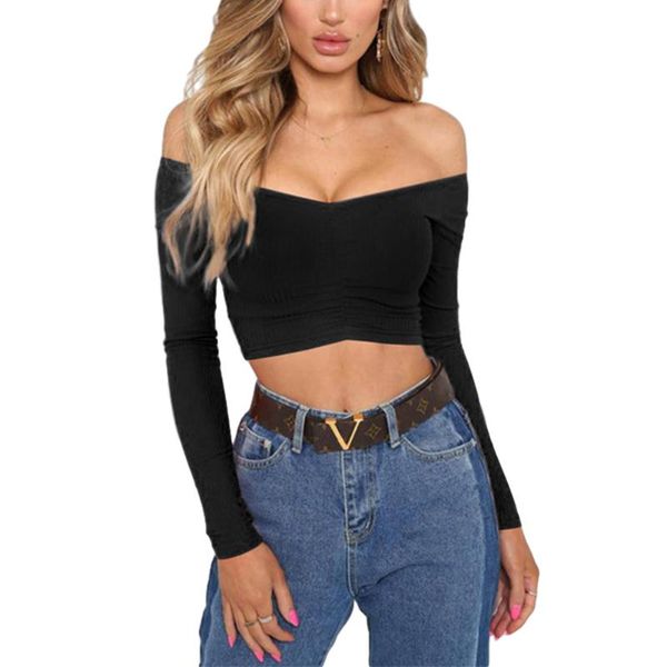 women's t-shirt women summer off-shoulder long-sleeves backless low cut v-neck solid color crop for young lady, White
women's t-shirt women summer off-shoulder long-sleeves backless low cut v-neck solid color crop for young lady, White