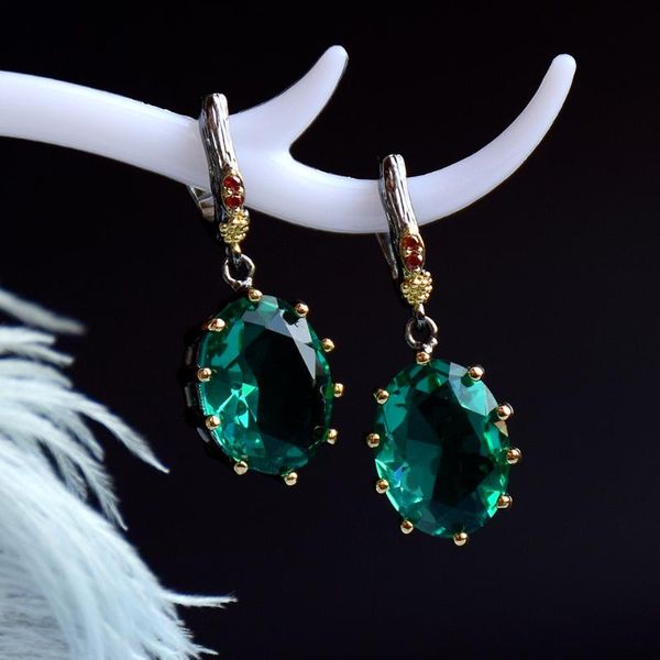 vintage christmas gift for wife dk green cz drop earrings women's birthday party jewellery with big oval stone beautiful jewelry dangle, Silver
vintage christmas gift for wife dk green cz drop earrings women's birthday party jewellery with big oval stone beautiful jewelry dangle, Silver