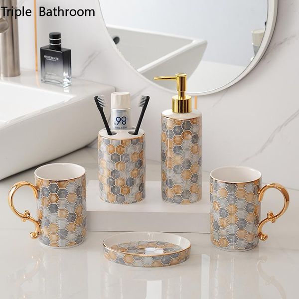 bath accessory set light luxury ceramics five piece gifts household toothbrush holder tooth mug soap dish liquid dispenser bathroom kit
bath accessory set light luxury ceramics five piece gifts household toothbrush holder tooth mug soap dish liquid dispenser bathroom kit