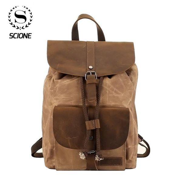 backpack scione 2021 canvas with crazy horse leather solid men backpacklarge capacity waterproof outdoor travel bags
backpack scione 2021 canvas with crazy horse leather solid men backpacklarge capacity waterproof outdoor travel bags