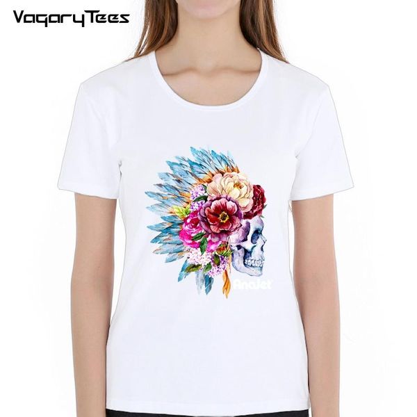 women's t-shirt summer women short sleeve flowers skull boho-chic flower art printing tshirt elegant design casual female cute girl te, White
women's t-shirt summer women short sleeve flowers skull boho-chic flower art printing tshirt elegant design casual female cute girl te, White