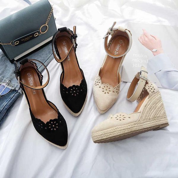 sandals slope heel shoes 2021 with skirt hollow out single women's fashion pointed high thick bottom straw, Black
sandals slope heel shoes 2021 with skirt hollow out single women's fashion pointed high thick bottom straw, Black