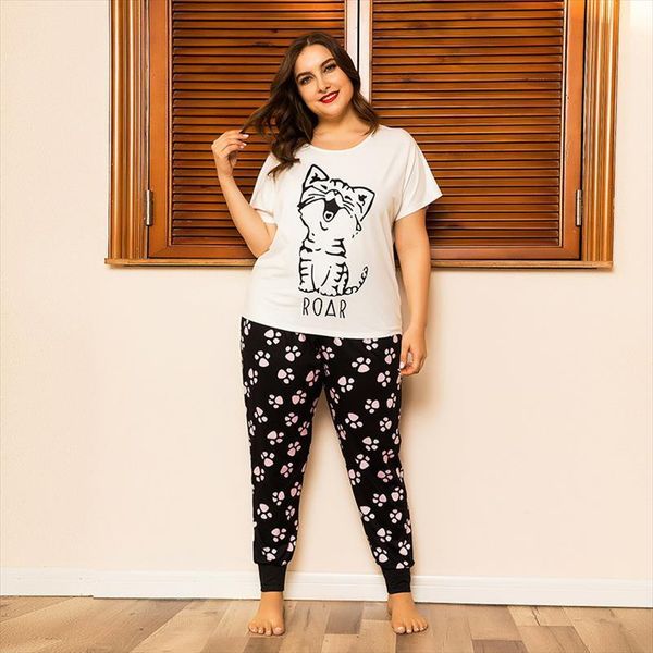 plus size cute cat print womens sleepwears t shirt long trousers large homewear two pieces suit nightwear pajamas set, Black;red
plus size cute cat print womens sleepwears t shirt long trousers large homewear two pieces suit nightwear pajamas set, Black;red
