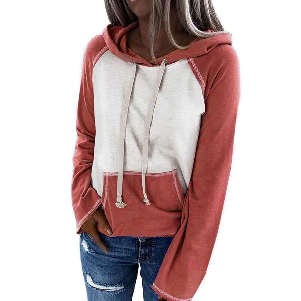 women's hoodies & sweatshirts long sleeves spring autumn stitching pocket with hat female pullover color matching casual 5xl, Black
women's hoodies & sweatshirts long sleeves spring autumn stitching pocket with hat female pullover color matching casual 5xl, Black